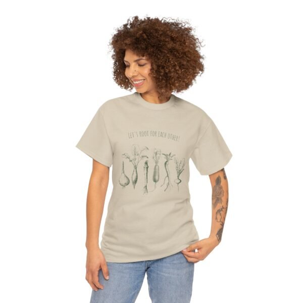 Let's Root for Each Other Unisex Heavy Cotton Tee - Perfect for Garden Lovers and Friendship Celebrations - Image 3