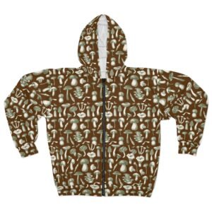 Cozy Mushroom Pattern Unisex Zip Hoodie - Perfect for Nature Lovers