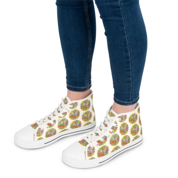 Floral Pattern Women's High Top Sneakers - Stylish & Comfortable Footwear - Image 4