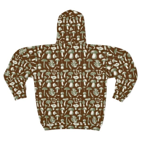 Cozy Mushroom Pattern Unisex Zip Hoodie - Perfect for Nature Lovers - Image 2