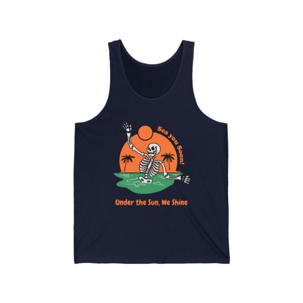 Sea You Soon Skeleton Tank - Unisex Jersey Tee for Beach Lovers - Image 3