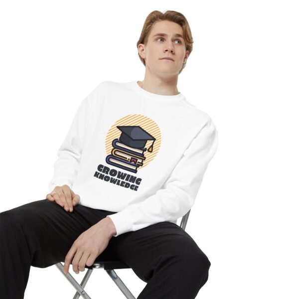 Growing Knowledge Unisex Garment-Dyed Sweatshirt – Perfect for Graduates & Students - Image 3
