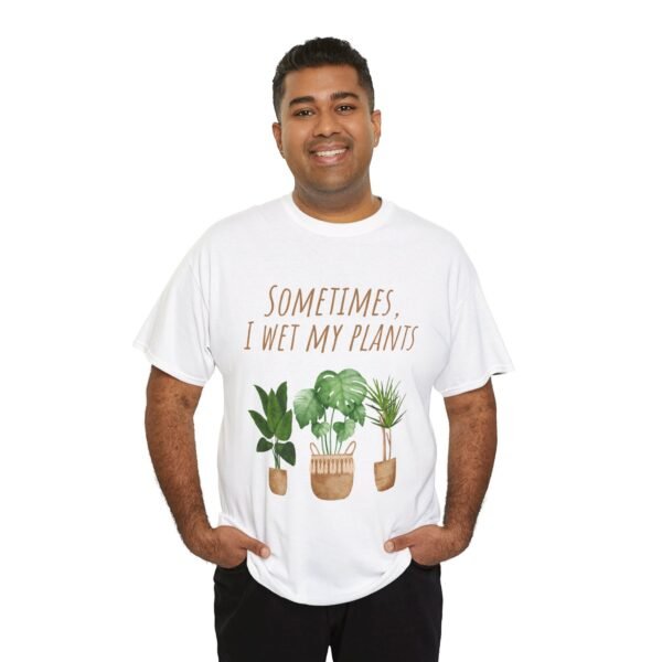 Funny Plant Lover Unisex Heavy Cotton Tee - "Sometimes, I Wet My Plants" - Image 3